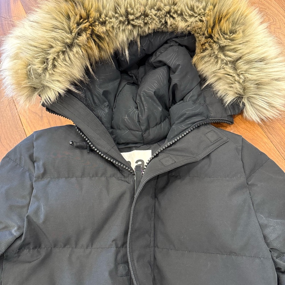 TNA St Anton Black Puffer Jacket with Faux Fur Hood - Picture 4 of 16